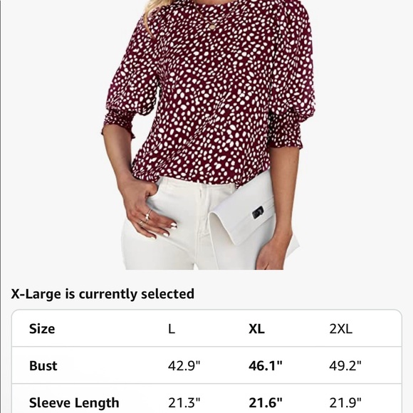 2 for 1 deal* Like NEW Burgundy/ white tunic w/ ruffled elbow length sleeves XL - Picture 9 of 9